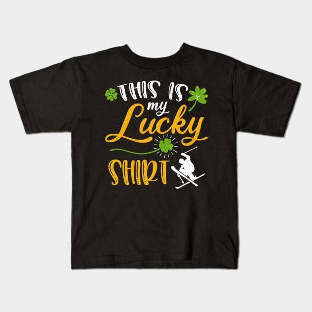 Skiing This is My Lucky Shirt St Patrick's Day Kids T-Shirt by maximel19722